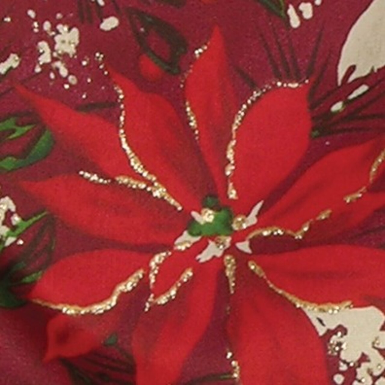 The Ribbon People Metallic Burgundy Red Poinsettia Printed Wired Craft Ribbon 4" x 20 Yards